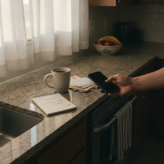 Homeowner preparing questions before booking Denton electrical outlet service
