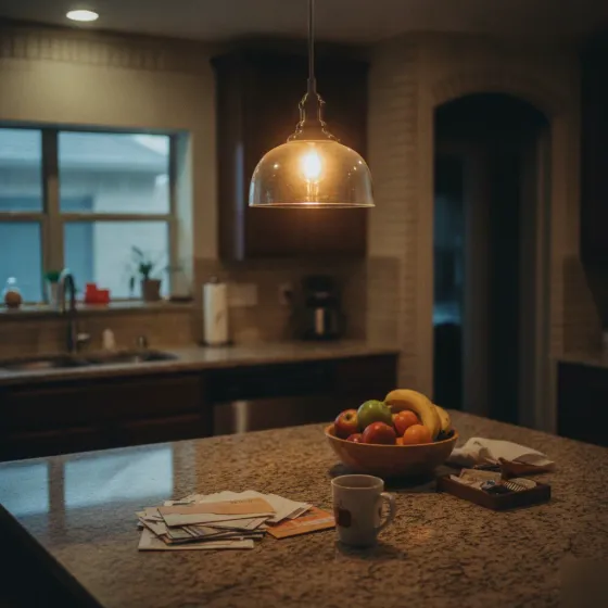 Flickering kitchen pendant light fixture in Denton home needing electrical repair