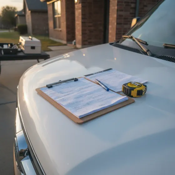 interlock-installation-pricing-estimate-denton Estimate clipboard on service van for interlock installation pricing Denton