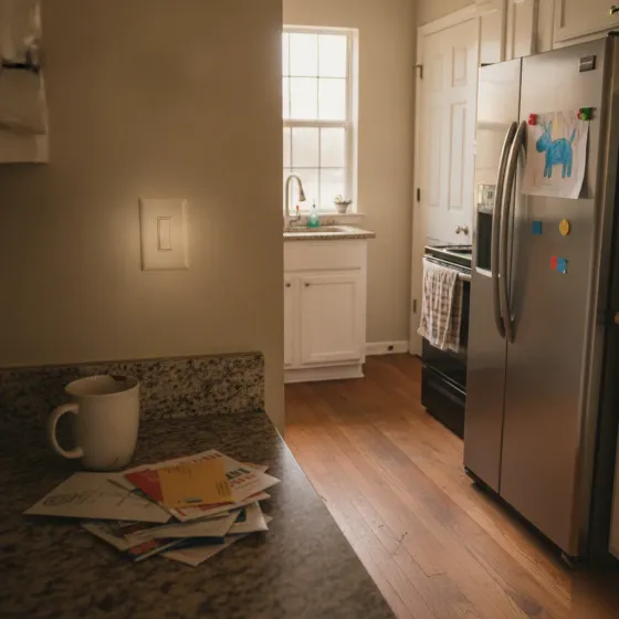 Homeowner notices a warm light switch faceplate in a Denton kitchen