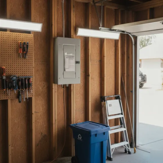 Finished 200-amp panel upgrade installed in Denton home garage